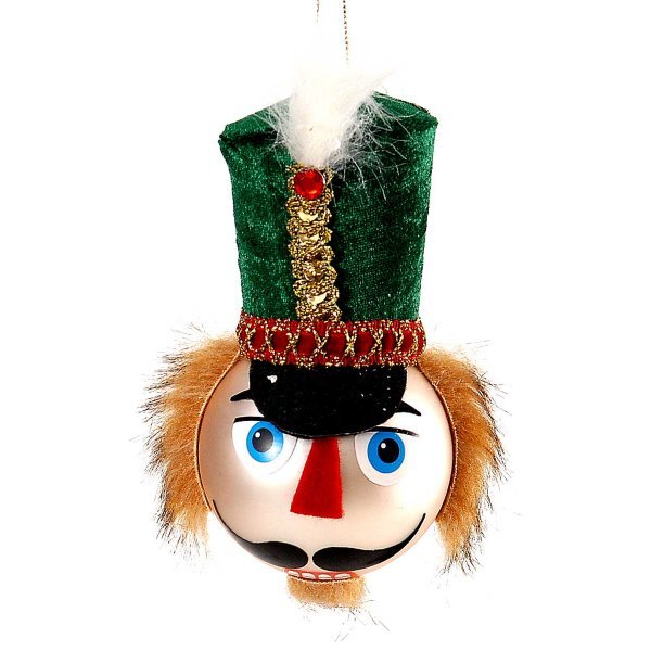 Χριστουγεννιάτικο Γυάλινο Κεφάλι Καρυοθραύστη Πράσινο (16cm)